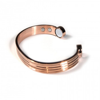 Bracelet magnétique cuivre strié large
