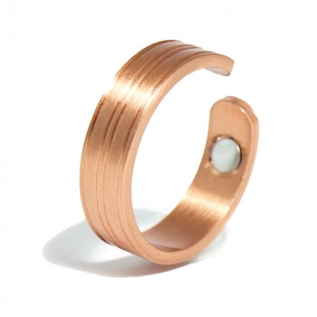 Bague magnétique cuivre striée