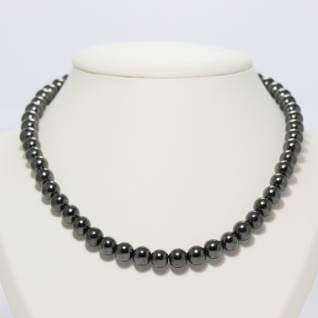 Collier perles hématite magnétiques ø9 mm