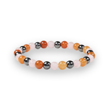 Bracelet Tahiti - cornaline, quartz rose et hématite