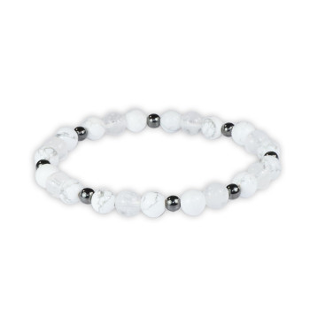 Bracelet Bora Bora - howlite, cristal de roche et hématite