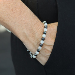 Bracelet Mykonos - pierre de lune et hématite