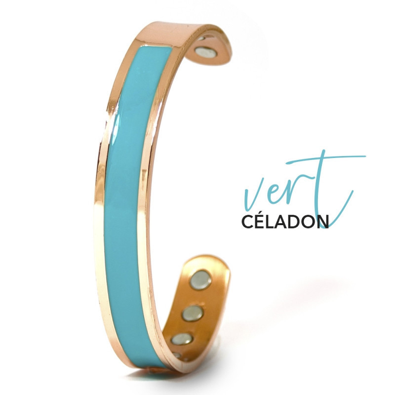 Bracelet jonc cuivre magnétique céladon offert